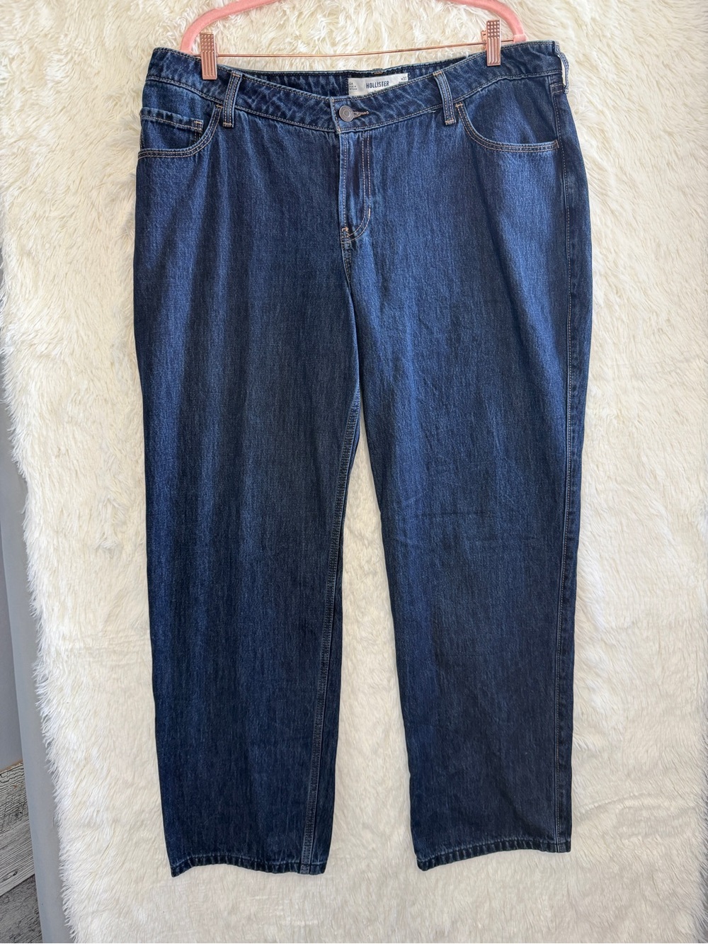 Hollister Womens Skater Low Rise Loose Jeans Size 33 16R Dark Wash Baggy Y2K 90s